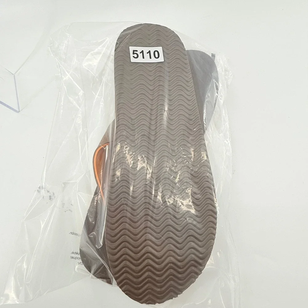NEW Wave Zone Mens XXL 14 Flip Flops Brown Orange Beach Bum Thong Sandals Summer